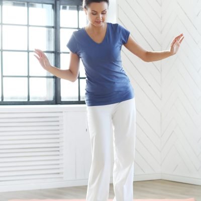 Fitness. Woman during pilates workout